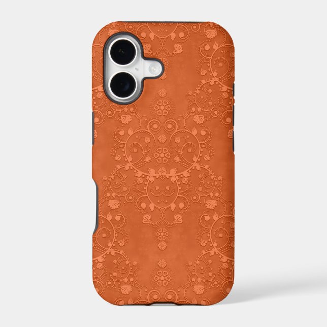 Deep Burnt Orange Fancy Damask Pattern (Back)