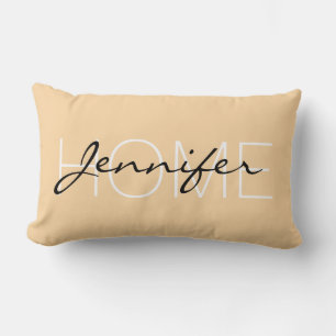 Deep champagne colour home monogram lumbar pillow