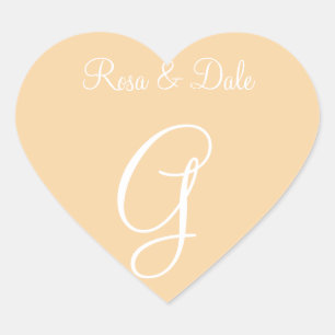 Deep Champagne Customizable Letter Invitation Heart Sticker