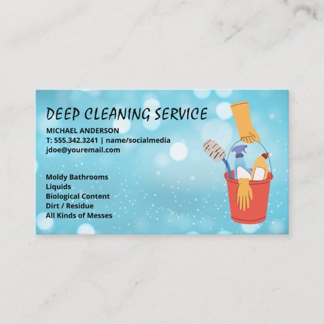 Deep Cleaning Maid Services Business Card (Front)