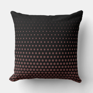 Deep Coffee Polka Dot Modern Black Throw Pillow