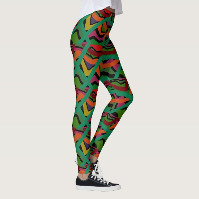 Deep colour stripes multi patterned leggings (Right)