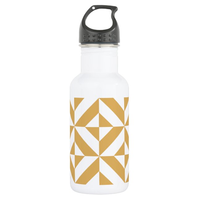 Deep Cool Gold Geometric Deco Cube Pattern 532 Ml Water Bottle (Front)