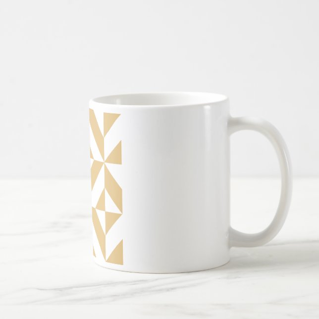 Deep Cool Gold Geometric Deco Cube Pattern Coffee Mug (Right)