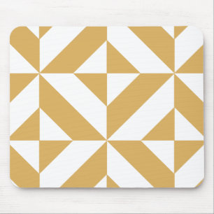Deep Cool Gold Geometric Deco Cube Pattern Mouse Pad