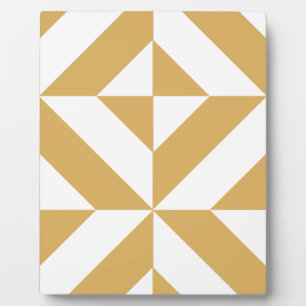 Deep Cool Gold Geometric Deco Cube Pattern Plaque