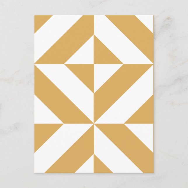 Deep Cool Gold Geometric Deco Cube Pattern Postcard (Front)