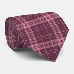 Deep Cranberry Red Tartan Plaid Tie