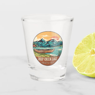 Deep Creek Lake Maryland Boating Fishing Emblem Shot Glass