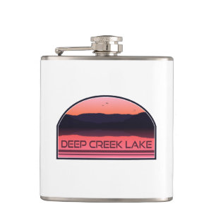 Deep Creek Lake Maryland Red Sunrise Hip Flask