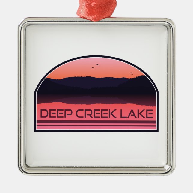 Deep Creek Lake Maryland Red Sunrise Metal Ornament (Front)