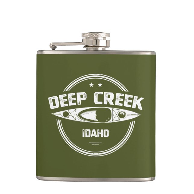 Deep Creek Wild And Scenic River Idaho Kayaking Hip Flask (Front)