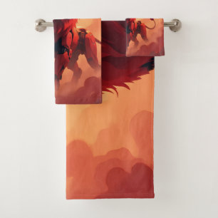 Deep Crimson Glow – The Lion of Burning Destiny. Bath Towel Set