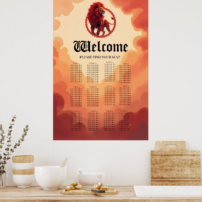 Deep Crimson Glow – The Lion of Burning Destiny.   Poster (Kitchen)