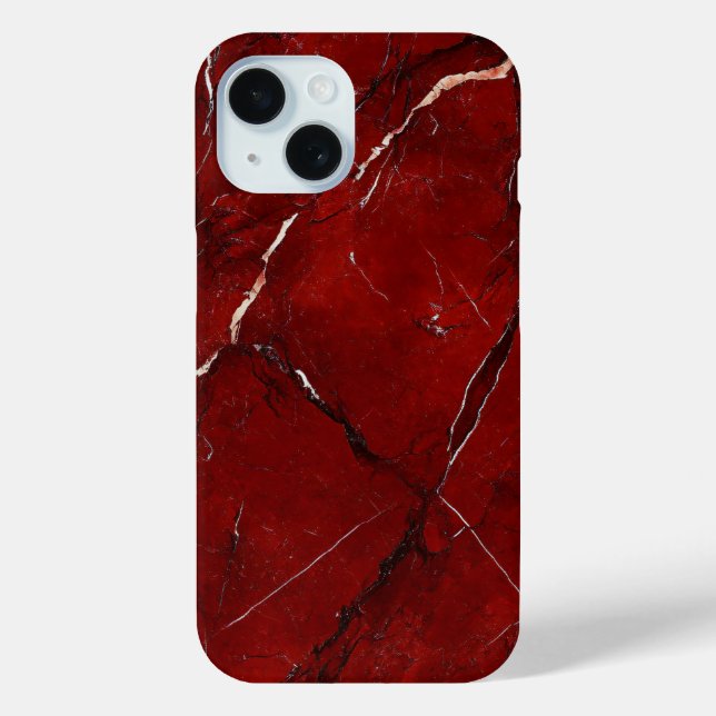 Deep Crimson Marble iPhone Case with Elegant Veins (Back)