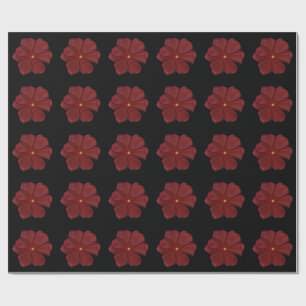 Deep Crimson Moody Bloom Glossy Botanical Floral  Wrapping Paper