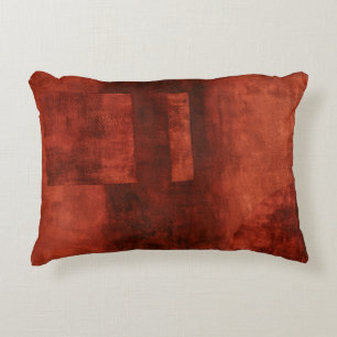 Deep Crimson Painting with Geometric Shapes Accent Pillow