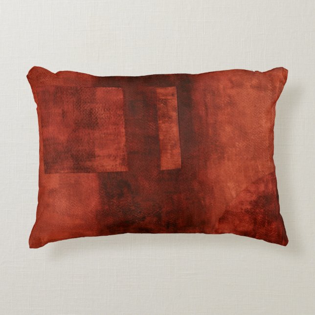 Deep Crimson Painting with Geometric Shapes Accent Pillow (Front)