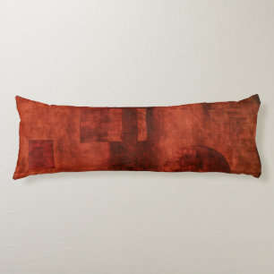 Deep Crimson Painting with Geometric Shapes Body Pillow