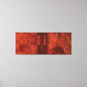 Deep Crimson Painting with Geometric Shapes Canvas Print