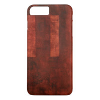 Deep Crimson Painting with Geometric Shapes