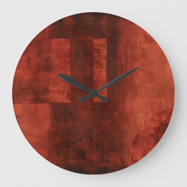 Deep Crimson Painting with Geometric Shapes Large Clock (Front)