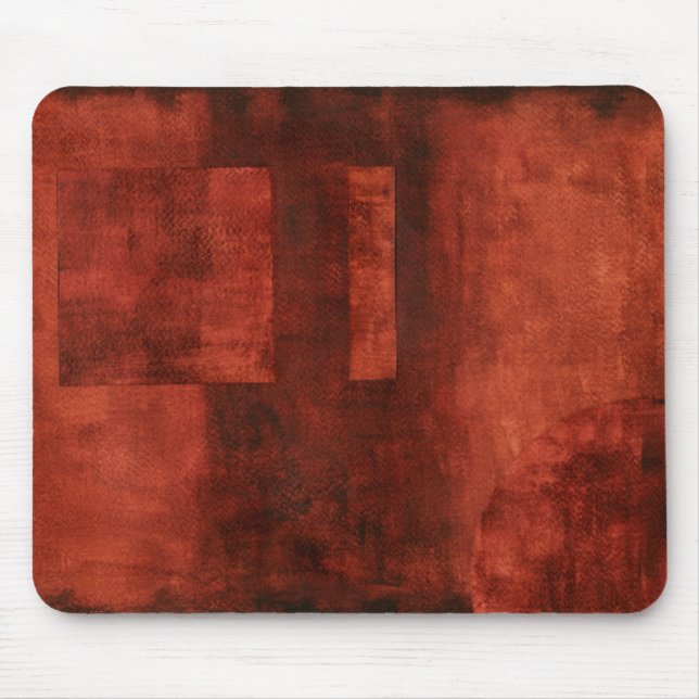Deep Crimson Painting with Geometric Shapes Mouse Pad (Front)