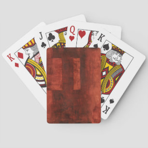 Deep Crimson Painting with Geometric Shapes Playing Cards