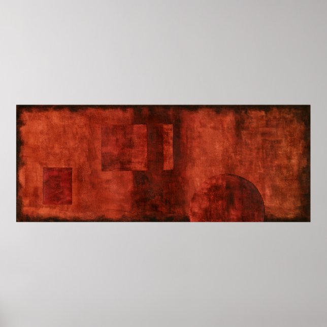 Deep Crimson Painting with Geometric Shapes Poster (Front)