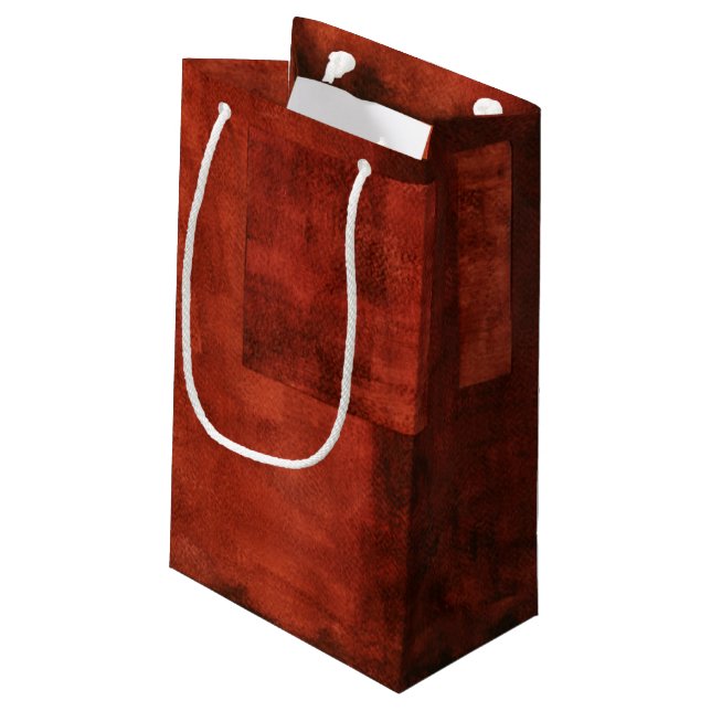 Deep Crimson Painting with Geometric Shapes Small Gift Bag (Back Angled)