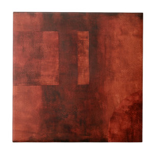 Deep Crimson Painting with Geometric Shapes Tile