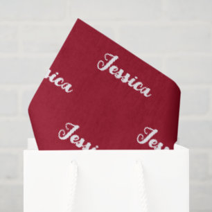 Deep crimson red minimalist monogram tissue paper