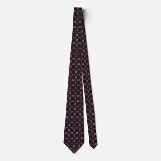 Deep Dark Blue Sea Bioluminescent Glowing Fishes Tie (Front)