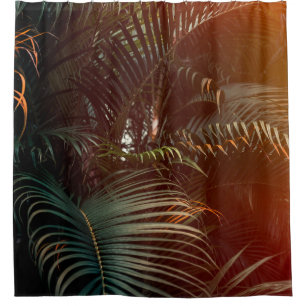 Deep dark green palm leaves pattern with bright or