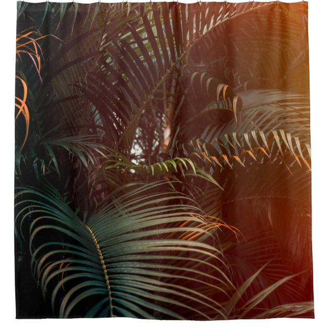 Deep dark green palm leaves pattern with bright or (Front)