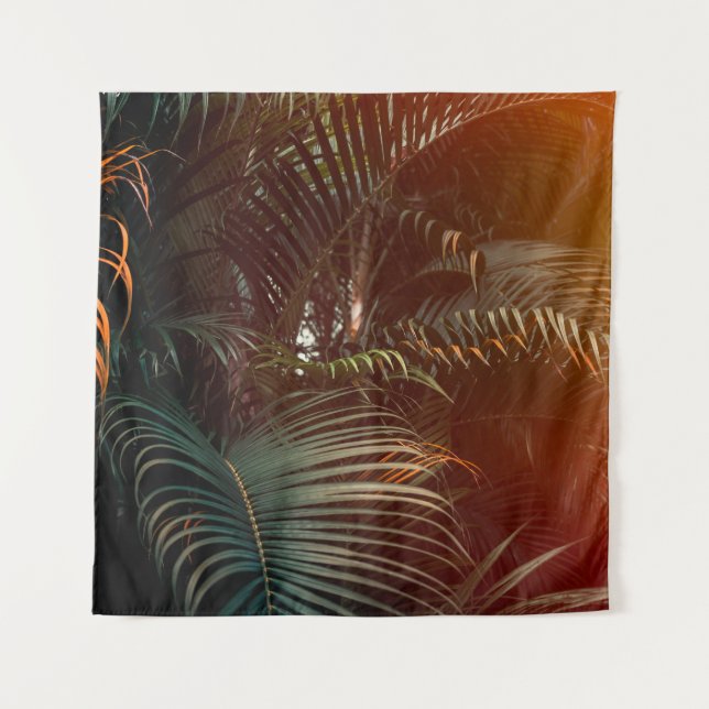 Deep dark green palm leaves pattern with bright or tapestry (Front)