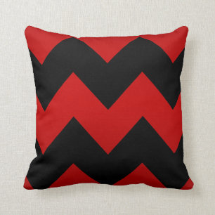 Deep Dark Red and Black Chevron Pattern Throw Pillow