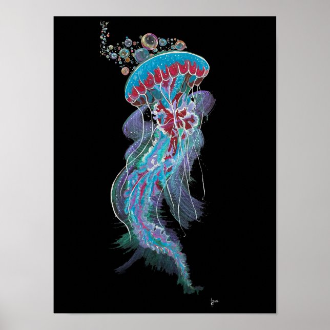 "Deep Descent" Jellyfish Fine Art Print (Front)