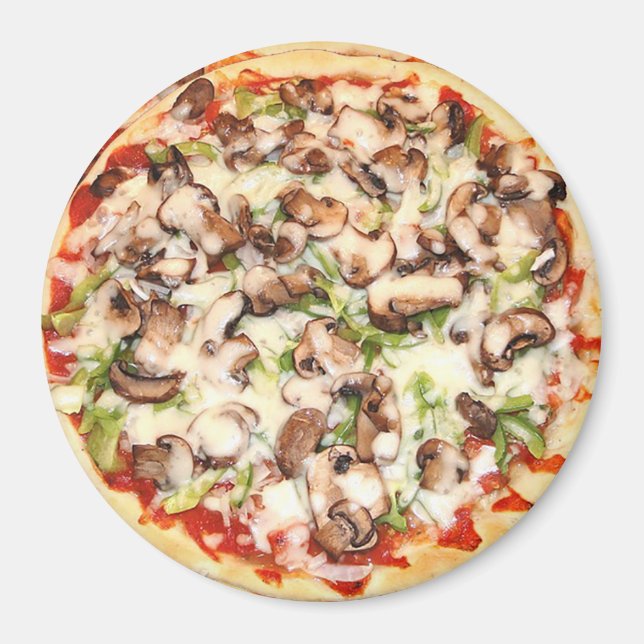 Deep Dish Mushroom Pizza Holiday Magnet (Front)