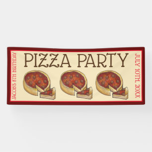 Deep Dish Pepperoni Pizza Pie Birthday Party Banner