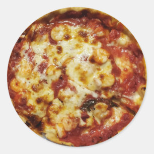 Deep Dish Shrimp and Cheese Pizza   Classic Round Sticker