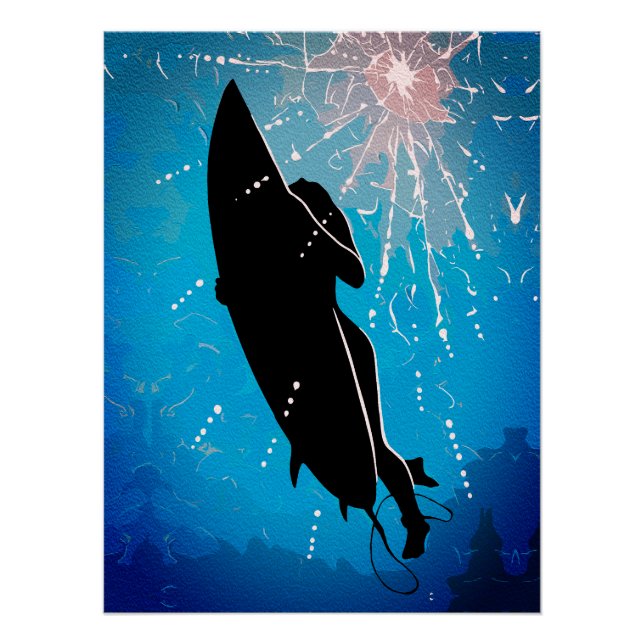 Deep Dive – Surfer's Underwater Journey Poster (Front)