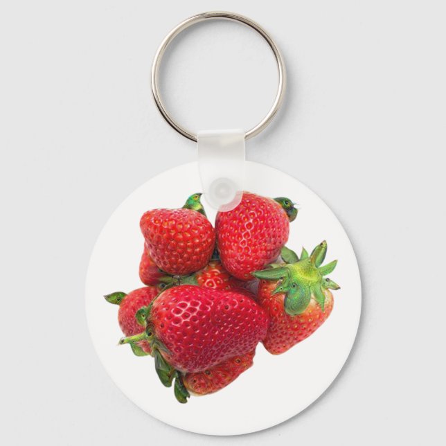 Deep dream strawberries image keychain (Front)