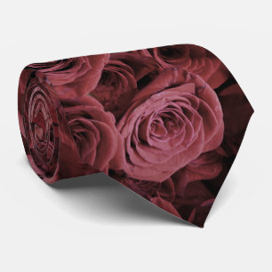 Deep dusty red Roses Tie