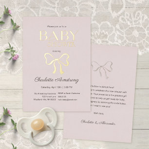 Deep Dusty Rose Elegant Bow Baby Shower Foil