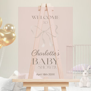 Deep Dusty Rose Elegant Bow Baby Shower Welcome Acrylic Sign