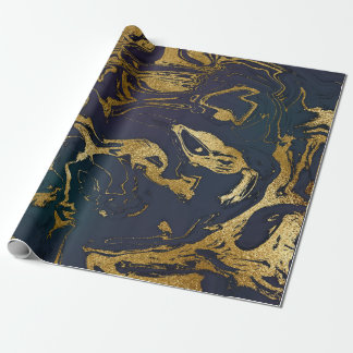 Deep Earth Gold Marble Deep Green Blue Wrapping Paper