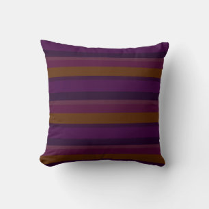 Deep Eggplant & Mustard Horizontal Stripes Throw Pillow