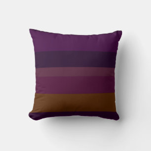 Deep Eggplant & Mustard Horizontal Stripes Throw Pillow