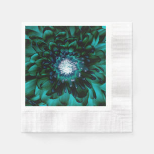 Deep Emerald Floral Print Paper Napkin